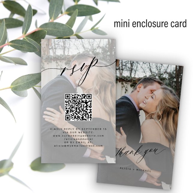 Carte D'accompagnement Code QR RSVP photo mariage site élégant (Créateur téléchargé)