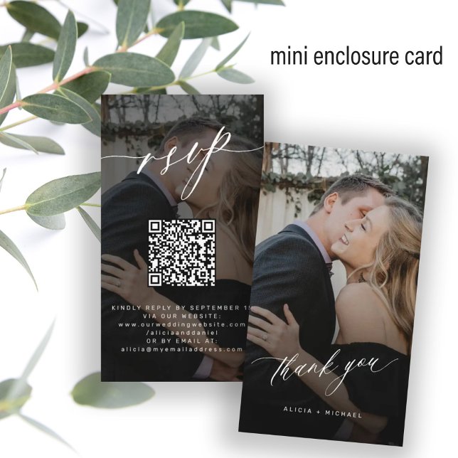 Carte D'accompagnement Code QR RSVP photo mariage site élégant (Créateur téléchargé)