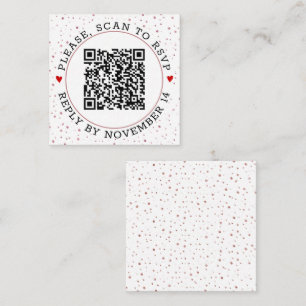 Carte D'accompagnement Code QR RSVP rose frontière or et confetti