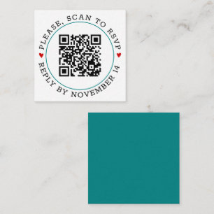 Carte D'accompagnement Code QR RSVP turquoise frontière bleue et mariage
