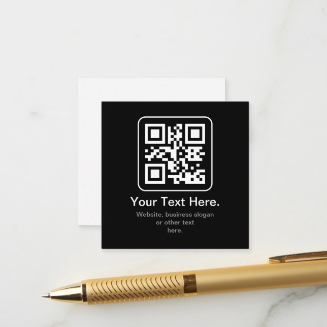 Carte D'accompagnement Code QR scannable moderne | Noir Blanc & Gris (Devant/Arrière en situation)