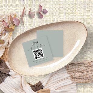 Carte D'accompagnement Code QR Silvery Sage Vert Mariage RSVP Enclôture