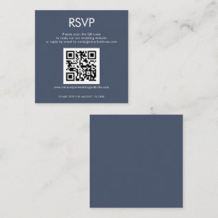 Carte D'accompagnement Code QR simple Dusty Marine Blue Wedding RSVP