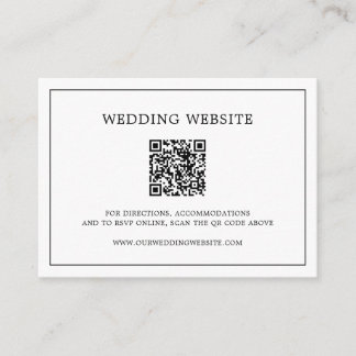 Carte D'accompagnement Code QR Simple Mariage Élégant en Noir et Blanc