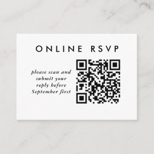 Carte D'accompagnement Code QR simple Mariage en ligne RSVP
