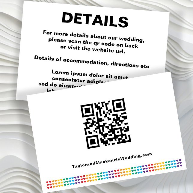Carte D'accompagnement Code QR simple Mariage Rainbow Love Hearts (Simple Wedding QR Code Rainbow Love Hearts Enclosure Cards by Ricaso Gay wedding, Sounds Gay I'm In
)