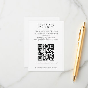 Carte D'accompagnement Code QR simple Noir Blanc Mariage RSVP Enclôture