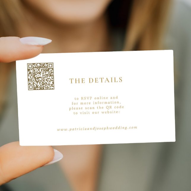 Carte D'accompagnement Code QR simple or mariage site Web des invités (Créateur téléchargé)