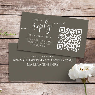 Carte D'accompagnement Code QR Simple RSVP Online Calligraphy Script