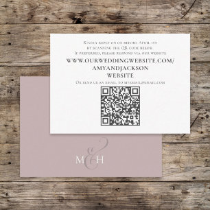 Carte D'accompagnement Code QR simple RSVP Online Dusty Rose Calligraphie