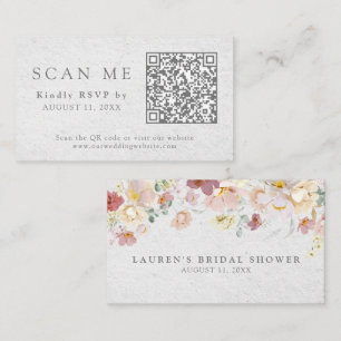 Carte D'accompagnement Code QR & Site Web de Mariage Floral Rose Pâle RSV