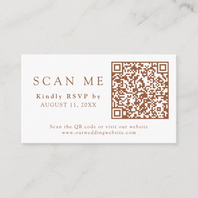 Carte D'accompagnement Code QR Terracotta Mariage mariage RSVP Enclôture (Devant)