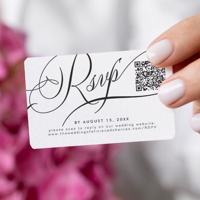 Carte D'accompagnement Code QR vers le site web mariage en ligne RSVP (You can choose the ROUNDED CORNERS option)