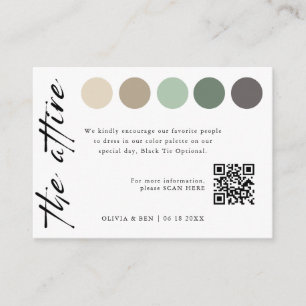 Carte D'accompagnement Code robe couleur de mariage élégant Insertion