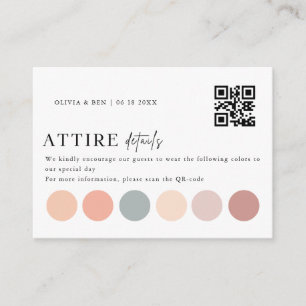 Carte D'accompagnement Code robe couleur de mariage élégant Insertion