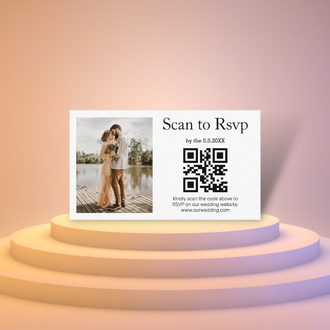 Carte D'accompagnement code rsvp qr élégant photo mariage simple (Créateur téléchargé)
