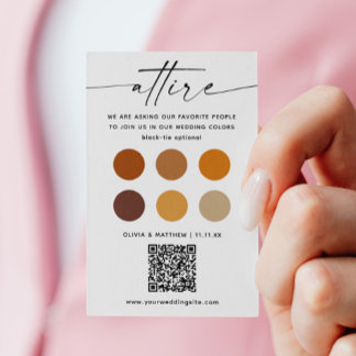 Carte D'accompagnement Code vestimentaire mariage de automne + Code QR | 