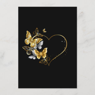 Carte D'accompagnement Coeur aux papillons d'or