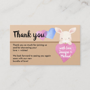 Carte D'accompagnement Cœur Beige Mignon Bébé Lapin Merci
