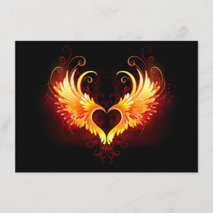 Carte D'accompagnement Coeur de feu ange avec ailes