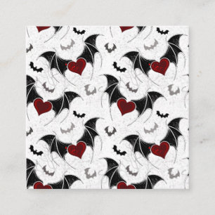 Carte D'accompagnement Coeur d'Halloween avec ailes de chauve-souris noir