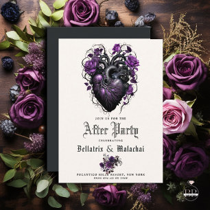 Carte D'accompagnement Cœur Floral Gothique Violet Améthyste Profond Aprè
