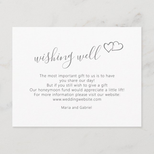 Carte D'accompagnement Cœur. Mariage de script simple et élégant (Devant)