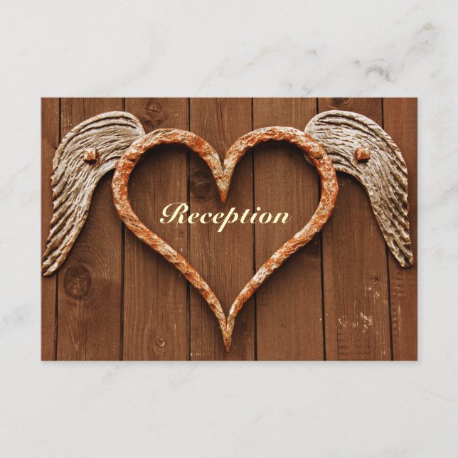 Carte D'accompagnement Coeur rustique avec ailes Réception de mariage en  (Devant)
