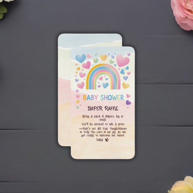 Carte D'accompagnement Coeurs amusants et Baby shower arc-en-ciel (Créateur téléchargé)