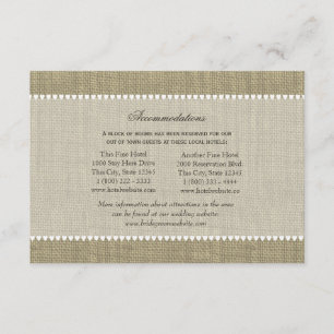 Carte D'accompagnement Coeurs chères Burlap Regarder les directions Insér