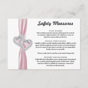 Carte D'accompagnement Cœurs de Diamant Ruban Rose Mesures de Sécurité