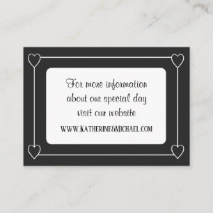 Carte D'accompagnement Coeurs romantiques Mariage moderne gris et blanc