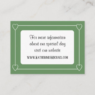 Carte D'accompagnement Coeurs romantiques Mariage moderne vert et blanc