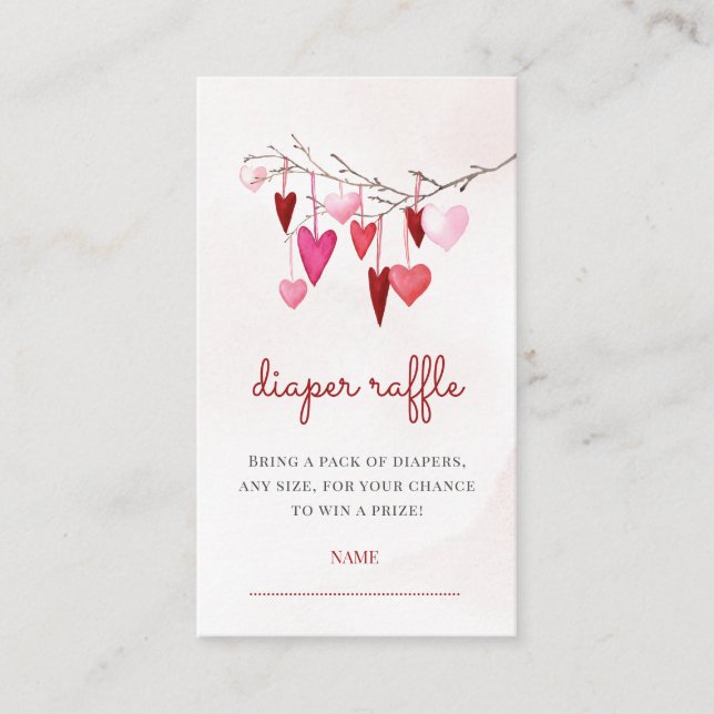 Carte D'accompagnement Coeurs Valentine Baby shower fille Déchets Raffle (Devant)