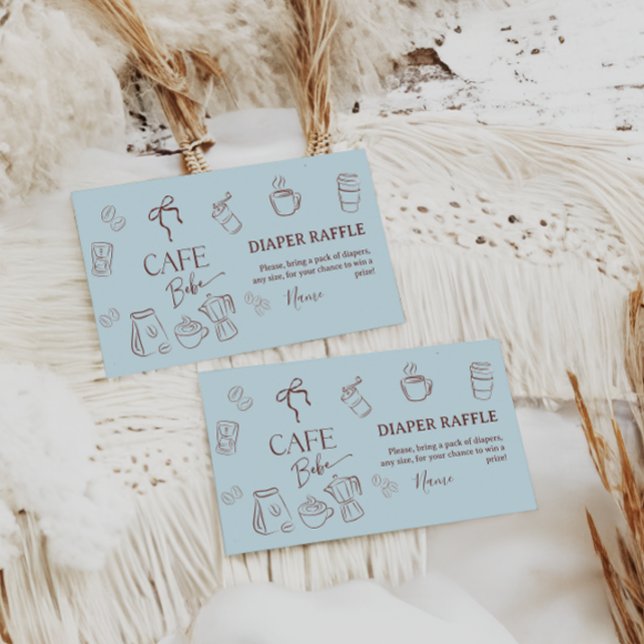 Carte D'accompagnement Coffee Blue Bow Cafe Bebe Boy Baby Shower Diaper (Créateur téléchargé)
