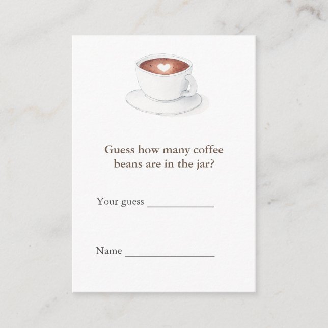 Carte D'accompagnement Coffee Cup Devine Combien De Baby showers Jeu (Devant)