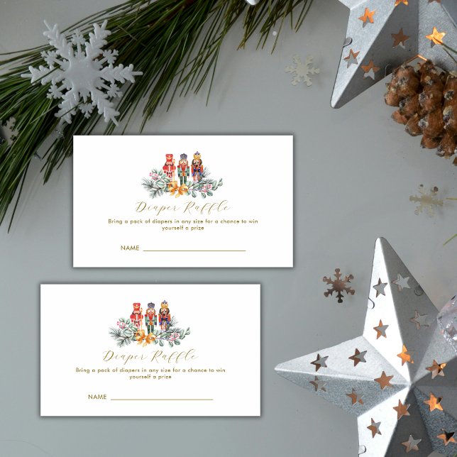 Carte D'accompagnement Cold Outside Nutcracker Diaper Raffle Baby Shower  (Cold Outside Nutcracker Diaper Raffle Baby Shower Enclosure Card)