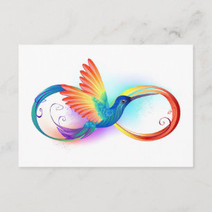Carte D'accompagnement Colibri arc-en-ciel avec symbole d'infini