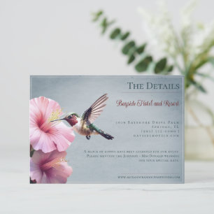 Carte D'accompagnement Colibri et Hibiscus   Mariage bleu