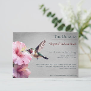 Carte D'accompagnement Colibri et Hibiscus   Mariage Gris