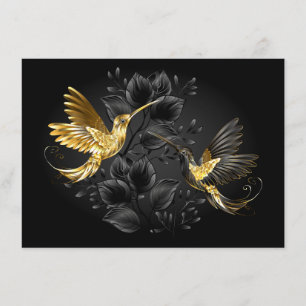 Carte D'accompagnement Colibri noir et or