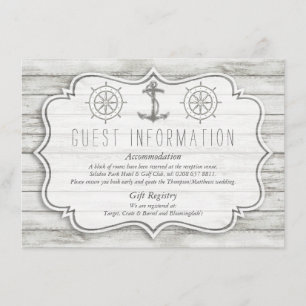 Carte D'accompagnement Collection de mariage sur la plage en bois blanchi