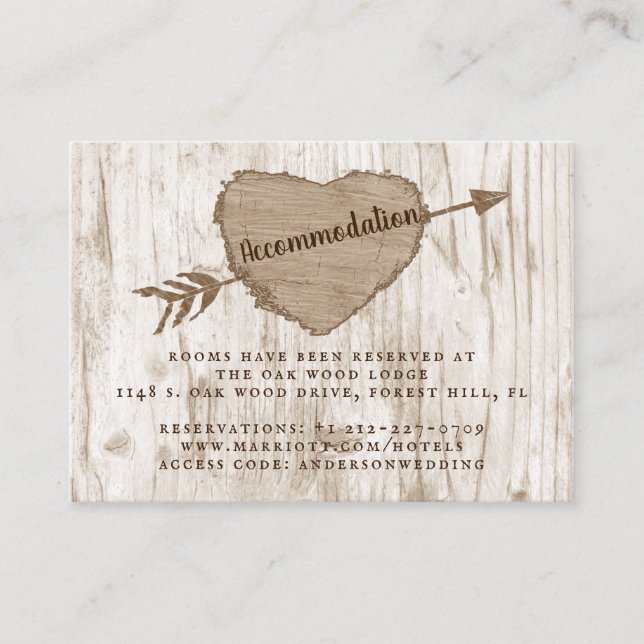 Carte D'accompagnement Collection de Mariages d'arbre cardiaque sculpté (Devant)