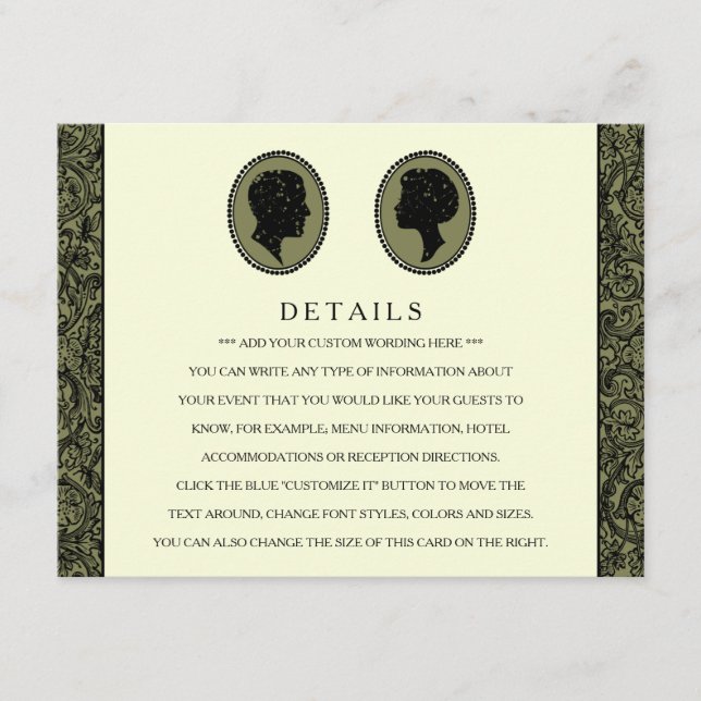 Carte D'accompagnement Collection Mariage Silhouette Art Déco (Devant)