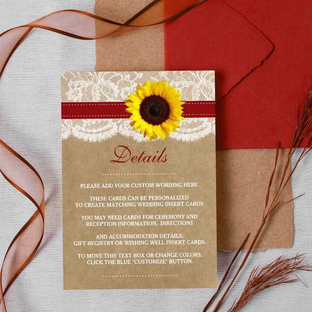 Carte D'accompagnement Collection Rustique de Mariages de tournesol Kraft (Créateur téléchargé)