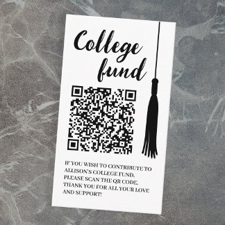 Carte D'accompagnement College Fund Black White Tassel Qr Code Graduation