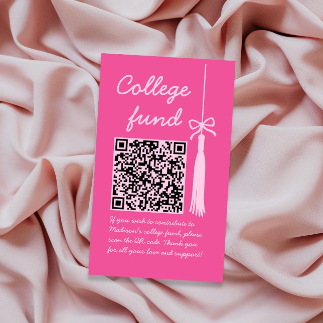 Carte D'accompagnement College Fund Pink Gift Qr Code Graduation (College Fund Pink Gift Qr Code Graduation Enclosure Card)