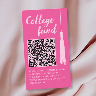 Carte D'accompagnement College Fund Pink Tassel Gift Qr Code Graduation