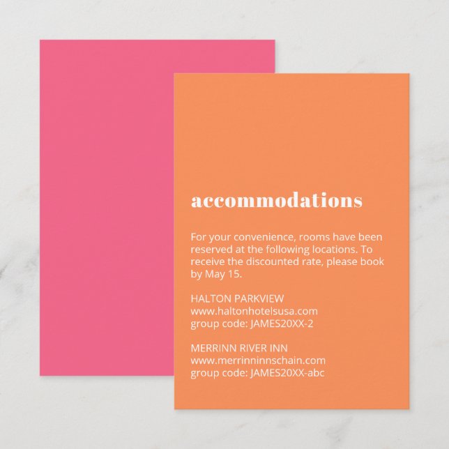 Carte D'accompagnement Coloré Contemporain Mariage Logement (Devant / Derrière)