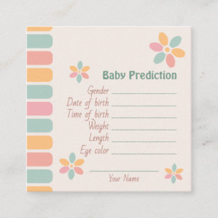 Carte D'accompagnement Coloré Pastel Flower Baby shower prédiction bébé